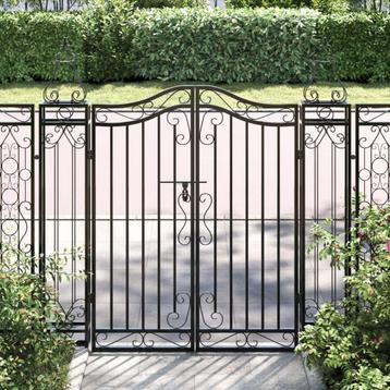 vidaXL Poort 121x8x120 cm smeedijzer zwart, Tuin en Terras, Tuinpoorten, Verzenden, Nieuw