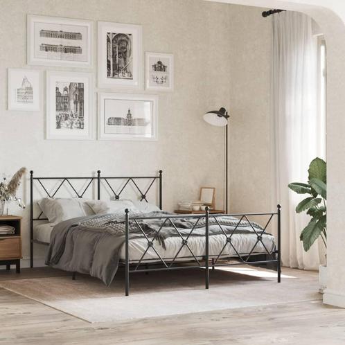 vidaXL Bedframe met hoofd- en voeteneinde metaal zwart, Huis en Inrichting, Slaapkamer | Bedden, Nieuw, Verzenden