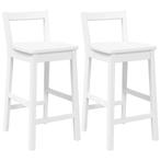 2 Houten Barkrukken Wit | OP = OP | Ergonomisch, Huis en Inrichting, Barkrukken, Verzenden, 60 tot 90 cm, Nieuw, Hout