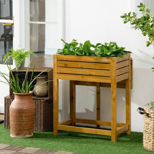 Bloembakbed – Inklapbaar tafelblad – Kruidenbak - Bruin, Tuin en Terras, Bloembakken en Plantenbakken, Nieuw, Ophalen of Verzenden