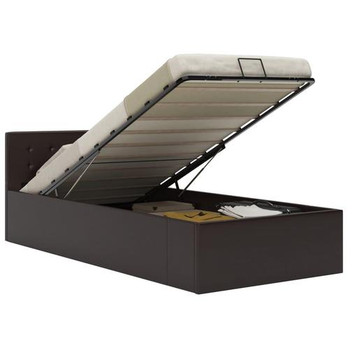vidaXL Bedframe met opbergruimte hydraulisch kunstleer grijs, Huis en Inrichting, Slaapkamer | Bedden, Nieuw, Verzenden