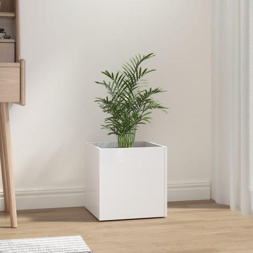 vidaXL Plantenbak 40x40x40 cm bewerkt hout hoogglans wit, Tuin en Terras, Bloempotten, Nieuw, Verzenden