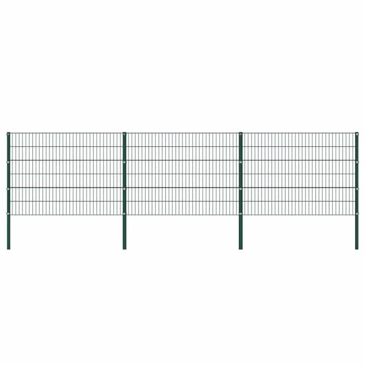 vidaXL Schuttingpaneel met palen ijzer 522x120 cm groen, Tuin en Terras, Tuinhekken en Hekwerk, Nieuw, Verzenden