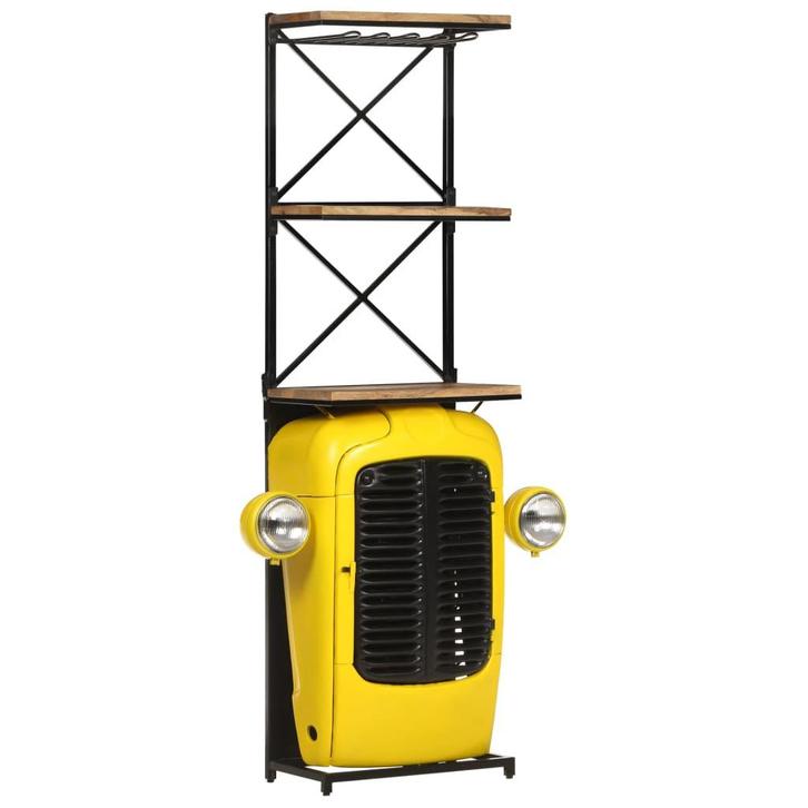 vidaXL Wijnkast tractor 49x31x172 cm massief mangohout geel, Huis en Inrichting, Woonaccessoires | Wijnrekken, Nieuw, Verzenden