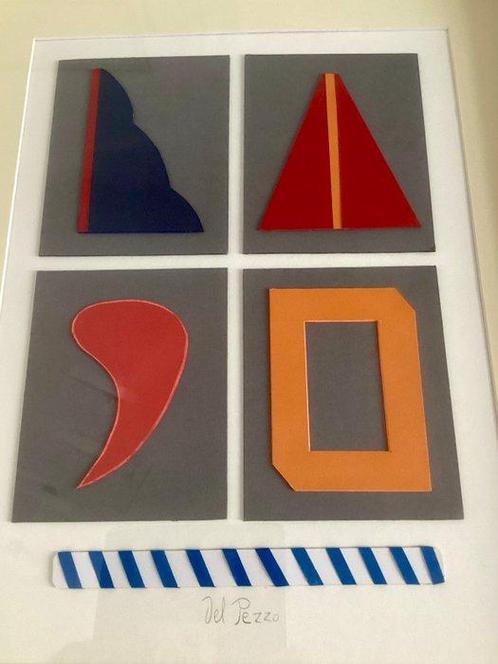 Lucio Del Pezzo (1933-2020) - Tavola Cartoncino e Colori e, Antiek en Kunst, Kunst | Schilderijen | Modern
