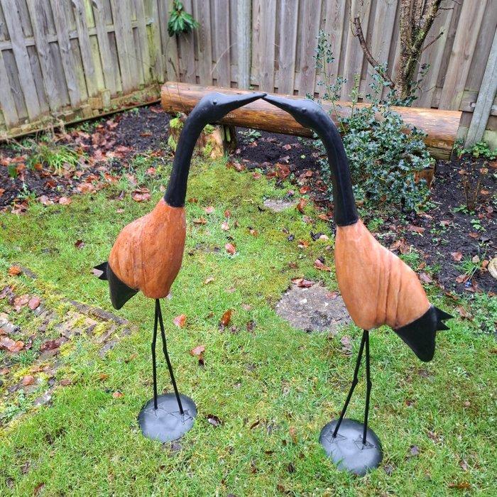 sculptuur, Twee kraanvogels - 102 cm - Metaal, Hout, Antiek en Kunst, Curiosa en Brocante