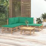 vidaXL Salon de jardin 6 pcs avec coussins vert bambou, Salons de jardin, Verzenden