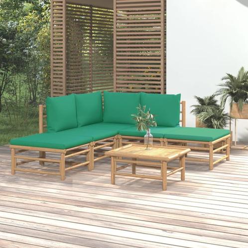 vidaXL Salon de jardin 6 pcs avec coussins vert bambou, Tuin en Terras, Tuinsets en Loungesets, Verzenden