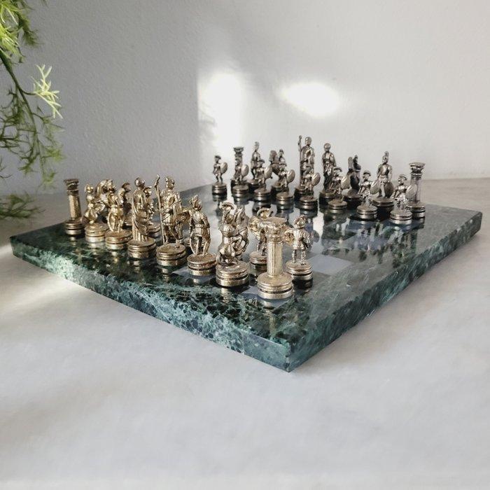 Schaakspel - Italiaans, Groen Marmeren Schaakspel, 1980 -, Antiek en Kunst, Curiosa en Brocante