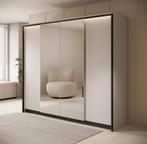 Kledingkast 250cm grijs scharnierdeuren - spiegel met LED, Huis en Inrichting, Verzenden, Nieuw