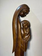 sculptuur, Gesneden Houten Beeld van de Madonna met Kind -, Antiek en Kunst