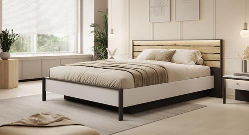 Tweepersoonsbed - Grijs - Met gasliftsysteem - 160x200 cm, Huis en Inrichting, Slaapkamer | Bedden, Nieuw, Verzenden