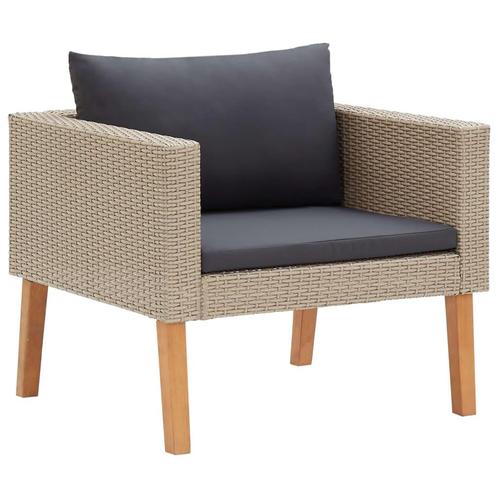 vidaXL Tuinbank eenzits met kussens poly rattan beige, Jardin & Terrasse, Ensembles de jardin, Envoi