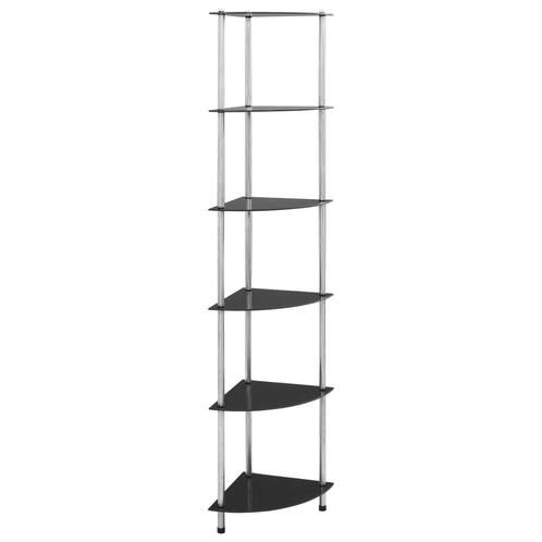 vidaXL Kastje 6-laags 30x30x160 cm gehard glas zwart, Huis en Inrichting, Kasten | Boekenkasten, Nieuw, Verzenden