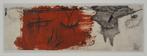 Antoni Tapies (1923-2012) - Portrait expressif en rouge, Antiquités & Art, Antiquités | Autres Antiquités