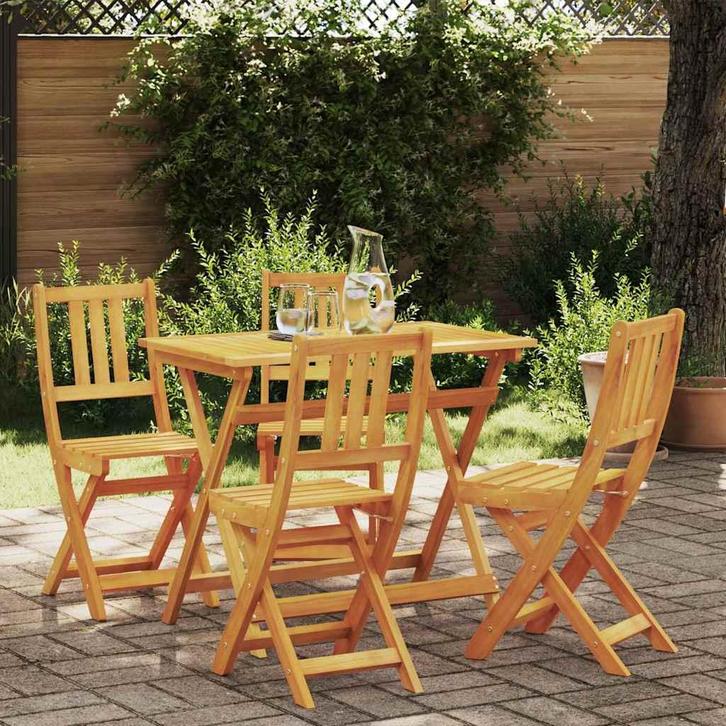 vidaXL Tuin Bistro Set 5 pcs Bruin Massief acaciahout, Tuin en Terras, Tuinsets en Loungesets, Nieuw, Verzenden