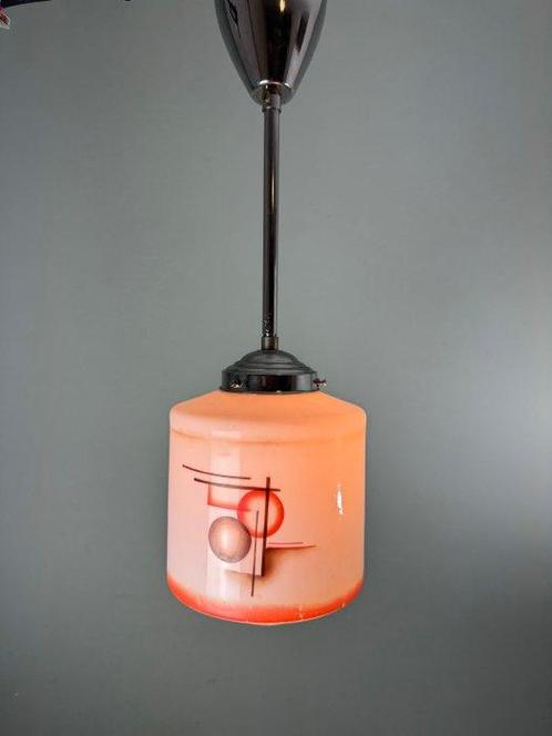 Lamp - Vintage Art Deco Plafondlamp - Aluminium, Glas, Antiek en Kunst, Kunst | Designobjecten