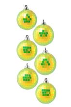 6x Discobal Ø 6 cm Klein Iridescent Geel Discobol Spiegelbol, Ophalen of Verzenden, Nieuw