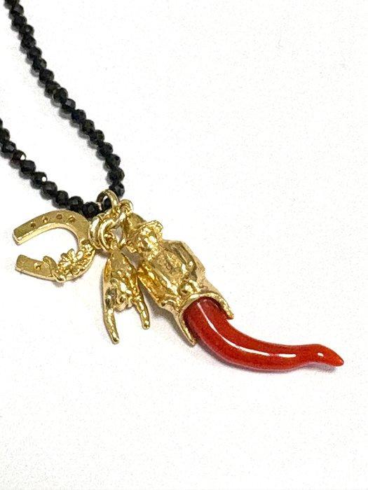 Sans prix de réserve - Pendentif Argent Corail - Onyx, Bijoux, Sacs & Beauté, Bijoux anciens