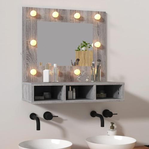 vidaXL Spiegelkast met LED-verlichting 60x31,5x62 cm grijs, Huis en Inrichting, Tafels | Kaptafels, Nieuw, Verzenden
