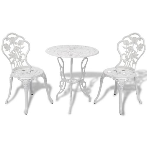 vidaXL Ensemble de bistro 3 pcs Aluminium coulé Blanc, Jardin & Terrasse, Ensembles de jardin, Neuf, Envoi