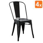 Stoelen | Staal | Black | In-/Outdoor | Stapelbaar | 4, Verzenden, Nieuw in verpakking