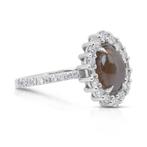 Ring - 14 karaat Witgoud - 2.77ct. tw. Kattenoog, Nieuw