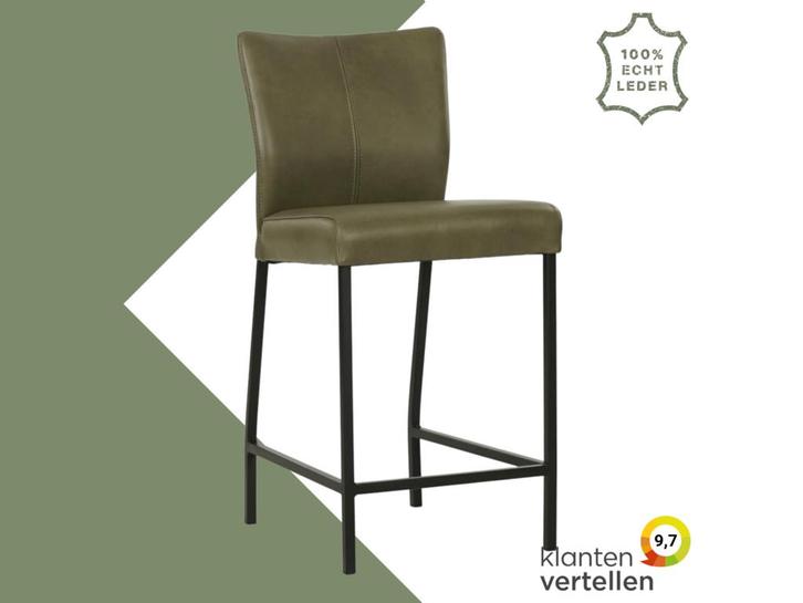 Leren barkruk Revolt laag - Granada Moss (olijf/groen) -, Huis en Inrichting, Barkrukken, Nieuw, 1 kruk, Leer, 90 cm of meer, Ophalen of Verzenden