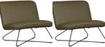 Set van 2 Olijfgroene leren industriële stoels zonder, Nieuw, 75 tot 100 cm, Leer, Ophalen of Verzenden