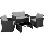 tectake Wicker lounge Lucca - zwart / grijs, Jardin & Terrasse, Verzenden