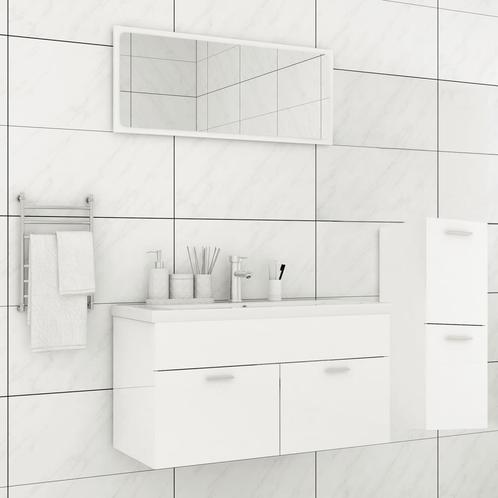 vidaXL Badkamermeubelset bewerkt hout hoogglans wit, Huis en Inrichting, Badkamer | Badkamermeubels, Nieuw, Verzenden