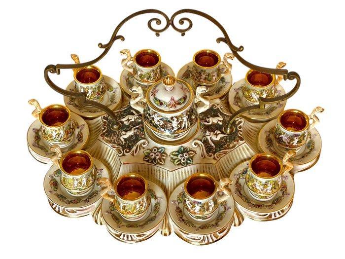 Capodimonte - Koffieservies (22) - Goud, Porselein, Antiek en Kunst, Antiek | Glaswerk en Kristal