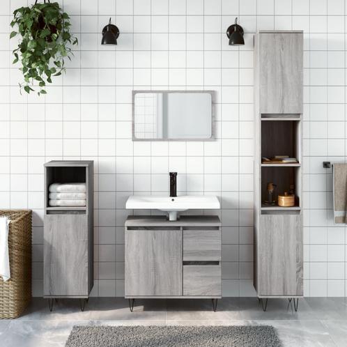 vidaXL Badkamerkast 30x30x190 cm bewerkt hout grijs sonoma, Huis en Inrichting, Badkamer | Badkamermeubels, Nieuw, Verzenden