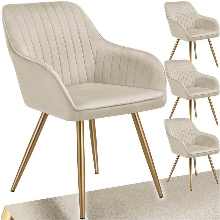 tectake® Eetkamerstoelen Marilyn - Set van 4 - Gestoffeerde, Maison & Meubles, Chaises, Envoi