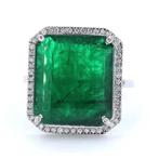 Ring Platina - 9.85ct. tw. Smaragd - Diamant, Nieuw