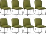 Set van 8 Groene leren industriële design eetkamerstoelen -, Huis en Inrichting, Stoelen, Nieuw, Vijf, Zes of meer stoelen, Modern