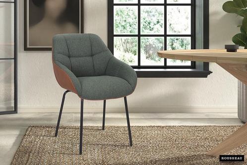 Sem armstoel groen stof + PU cognac (nieuw, outlet), Huis en Inrichting, Stoelen, Nieuw, Stof