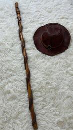 Canne de marche (2) - Bois, Cuir - Lot: Canne&chapeu