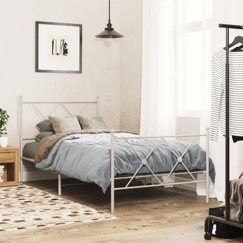 vidaXL Bedframe met hoofd- en voeteneinde metaal wit 90x200, Huis en Inrichting, Slaapkamer | Bedden, Nieuw, Verzenden