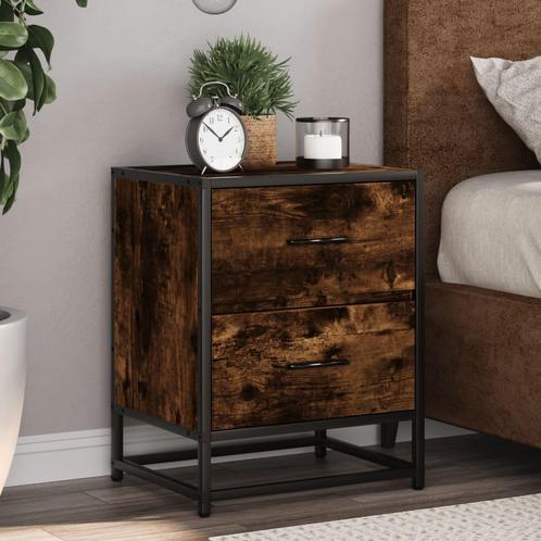vidaXL Nachtkastje 40x31x50 cm bewerkt hout gerookt, Huis en Inrichting, Slaapkamer | Nachtkastjes, Nieuw, Verzenden