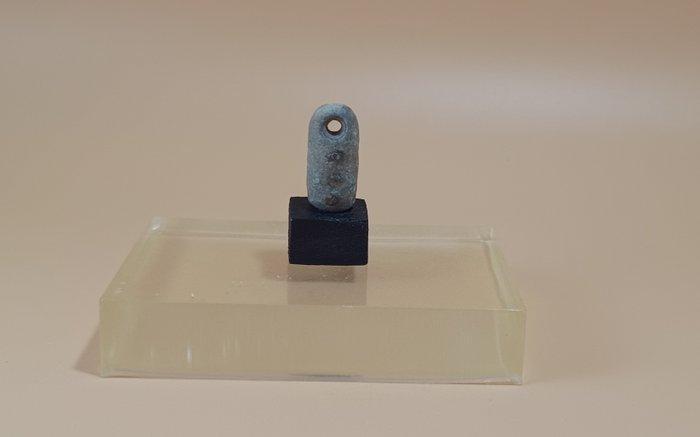 Oud-Egyptisch Faience Loodje-amulet met ingekerfde, Verzamelen, Mineralen en Fossielen