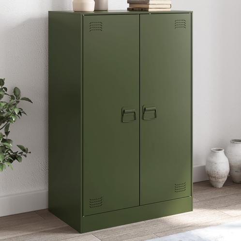 vidaXL Buffet vert olive 67x39x107 cm acier, Maison & Meubles, Armoires | Dressoirs, Neuf, Envoi