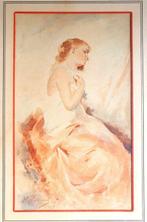 Rolland H. XIXe - Jeune femme en robe de bal