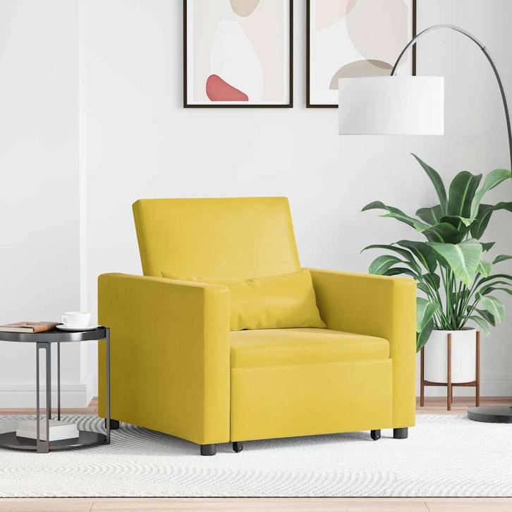 vidaXL Enkel Slaapbank met wielen Geel 90 x 165 x 87 cm, Huis en Inrichting, Fauteuils, Nieuw, Verzenden
