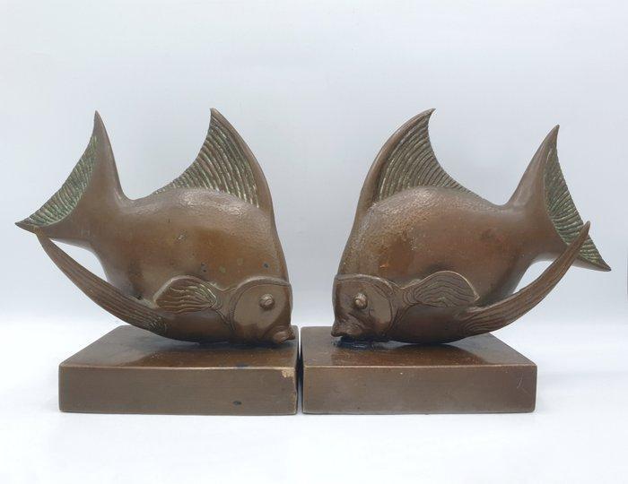 Boekensteunen - Brons - Vissen Art Deco, Antiquités & Art, Art | Objets design