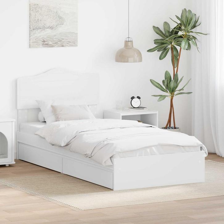 vidaXL Opbergbed met hoofdeinde met lade Wit 90 x 190 cm, Huis en Inrichting, Slaapkamer | Bedden, Nieuw, Verzenden