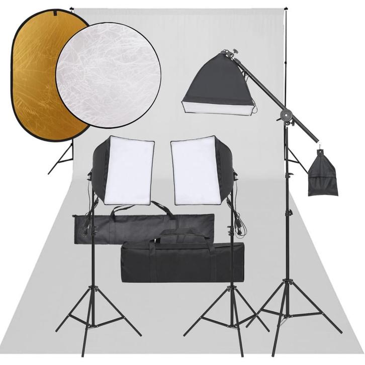 vidaXL Fotostudioset met verlichtingsset, achtergrond en, Audio, Tv en Foto, Fotografie | Fotostudio en Toebehoren, Nieuw, Verzenden