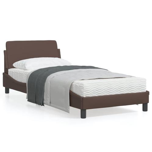 vidaXL Cadre de lit avec tête de lit Marron 90x200 cm, Maison & Meubles, Chambre à coucher | Lits, Neuf, Envoi