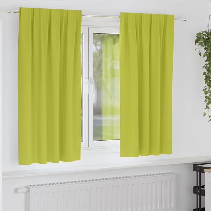 vidaXL Gordijnen met gordijnen 2 pcs Appelgroen 175x140cm, Huis en Inrichting, Stoffering | Gordijnen en Lamellen, Nieuw, Verzenden