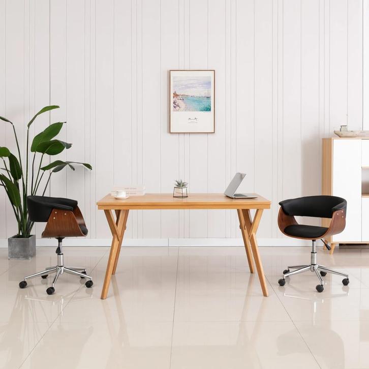vidaXL Eetkamerstoelen draaibaar 2 st kunstleer zwart, Huis en Inrichting, Stoelen, Nieuw, Verzenden